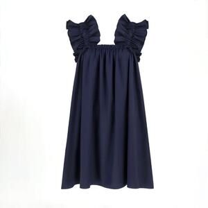 Monica Nera Maya Dress - Navy Blue - Ruffles - Size S